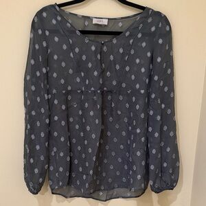 LOFT Gray Patterned Women’s Sheer Blouse Women’s sheer Top Size M